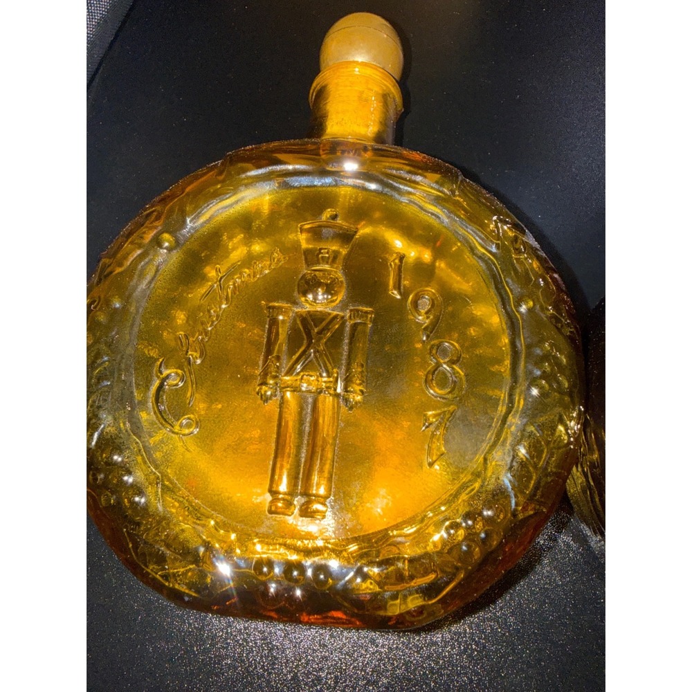 VTG Wheaton NJ Christmas Glass Decanter Bottles Set 1972 1973 1987 Nutcracker